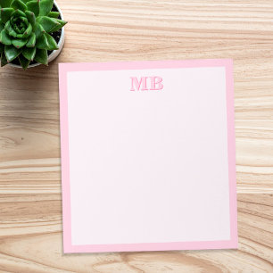 Bloc-note Monogramme Initial Typographique Rose Minimaliste