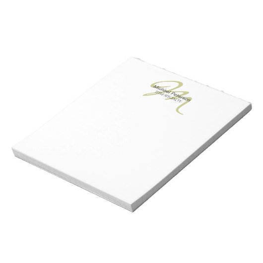 Bloc-note Monogramme Initiale De Script Sophistiqué Moderne (Tourné)