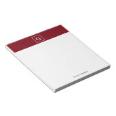 Bloc-note Monogramme initiale encadré blanc Bourgogne (Incliné)