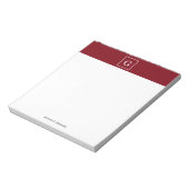 Bloc-note Monogramme initiale encadré blanc Bourgogne (Tourné)