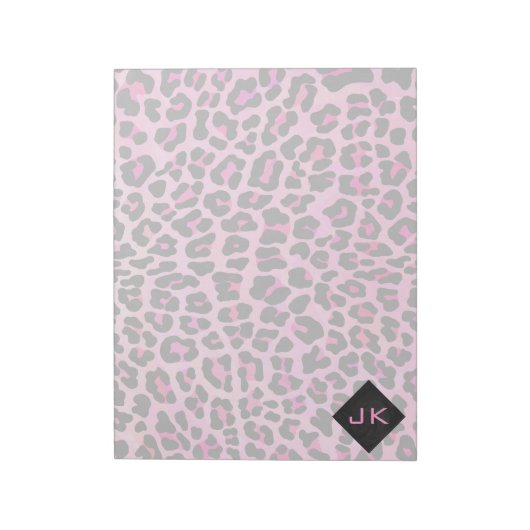 Bloc-note Monogramme Leopard noir et rose chaud (Tourné)