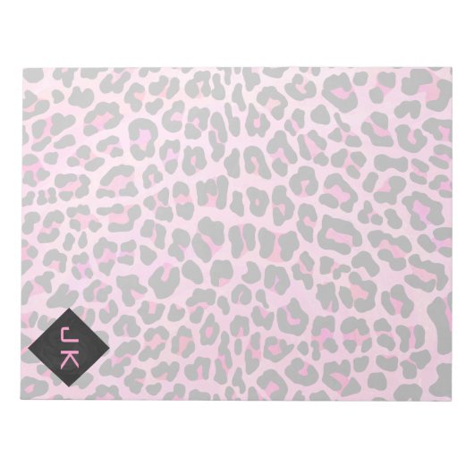 Bloc-note Monogramme Leopard noir et rose chaud (Devant)