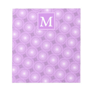 Bloc-note Monogramme lilas cercles pourpres motif