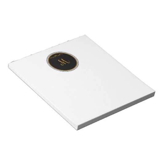 Bloc-note Monogramme M, noir et or, (Incliné)