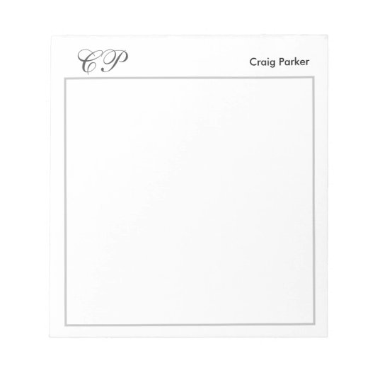 Bloc-note Monogramme manuscrit professionnel simple uni (Devant)