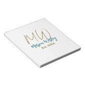 Bloc-note Monogramme marron bleu turquoise année estimée sim (Incliné)