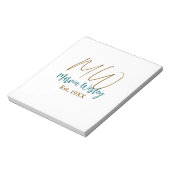 Bloc-note Monogramme marron bleu turquoise année estimée sim (Tourné)