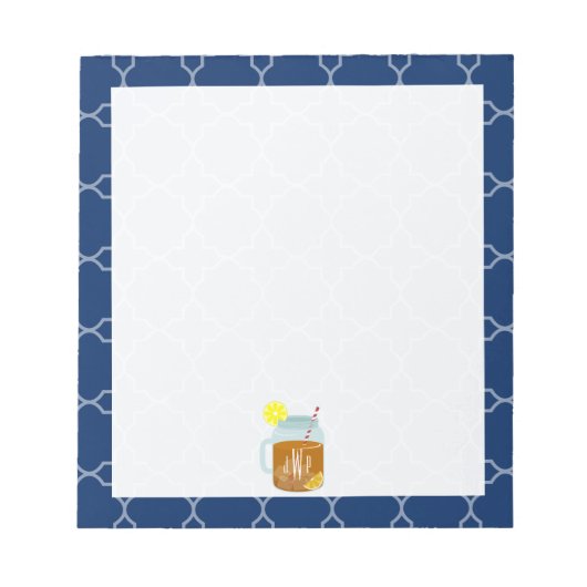 Bloc-note Monogramme Mason Jar Sweet Tea - Quatrefoil de la  (Devant)