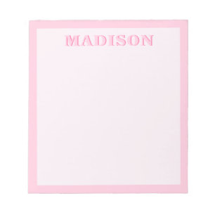 Bloc-note Monogramme minimaliste de bordure rose moderne