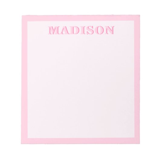 Bloc-note Monogramme minimaliste de bordure rose moderne (Devant)