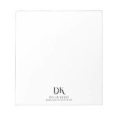 Bloc-note Monogramme minimaliste élégant Noir moderne élégan (Devant)