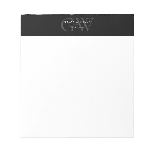 Bloc-note Monogramme Minimaliste Initiales Professionnel (Devant)
