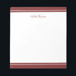 Bloc-note Monogramme minimaliste Maroon à deux bordures<br><div class="desc">Écrivez votre message ou vos notes sur ce bloc-notes minimaliste élégant à l'allure de marron avec un monogramme de police serif et un script indiquant votre nom avec des bordures épaisses et fines. Personnalisez-le avec vos initiales.</div>