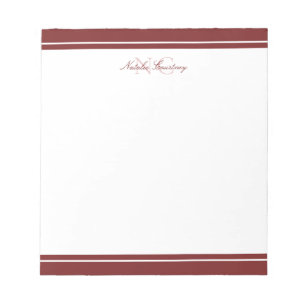Bloc-note Monogramme minimaliste Maroon à deux bordures