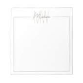 Bloc-note Monogramme minimaliste moderne (Devant)