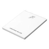 Bloc-note Monogramme minimaliste moderne blanc (Tourné)