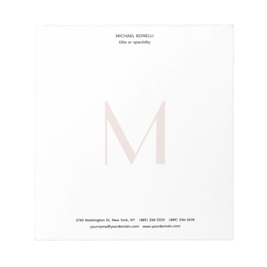 Bloc-note Monogramme minimaliste moderne simple professionne (Devant)