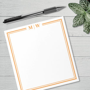 Bloc-note Monogramme Minimaliste Orange