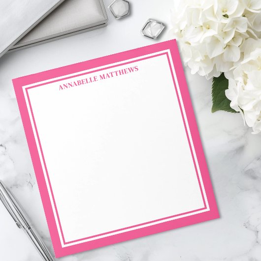 Bloc-note Monogramme minimaliste rose vif