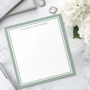 Bloc-note Monogramme Minimaliste Vert Sauge