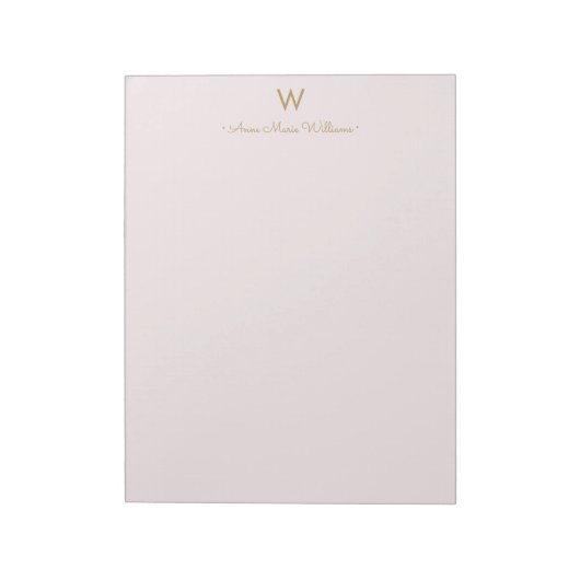 Bloc-note Monogramme moderne Blush Pink Gold Script (Tourné)