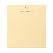 Bloc-note Monogramme Moderne Calligraphie Simple Nom Beige (Devant)