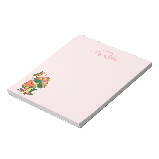 Bloc-note Monogramme Moderne Chambres De Champignons Rétro D (Tourné)