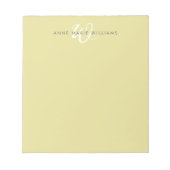 Bloc-note Monogramme moderne Chartreuse blanc en écriture (Devant)