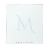 Bloc-note Monogramme moderne élégant Faded Light Blue (Devant)