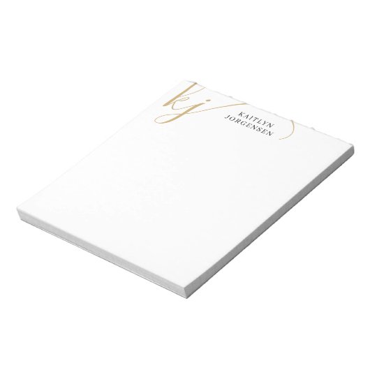 Bloc-note Monogramme moderne Élégant Initiales Script Noir (Tourné)