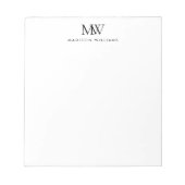 Bloc-note Monogramme Moderne Élégant Simple (Devant)