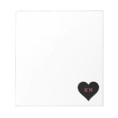 Bloc-note Monogramme moderne élégant Simple Coeur Noir (Devant)
