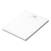 Bloc-note Monogramme Moderne Élégant Simple Vert Olive (Tourné)