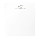 Bloc-note Monogramme Moderne Élégant Simple Vert Olive (Devant)