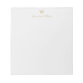 Bloc-note Monogramme Moderne en Gris et Or (Devant)