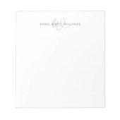 Bloc-note Monogramme Moderne en Vert Sarcelle Script (Devant)