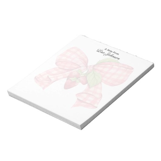 Bloc-note Monogramme moderne Fraise et Bow tendance (Tourné)