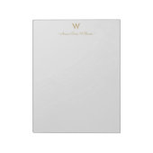 Bloc-note Monogramme Moderne Gris Clair Or Script (Tourné)