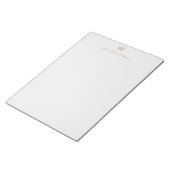 Bloc-note Monogramme Moderne Gris Clair Or Script (Incliné)