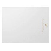 Bloc-note Monogramme Moderne Gris Clair Or Script (Devant)