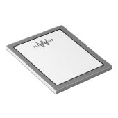 Bloc-note Monogramme moderne gris et noir (Incliné)