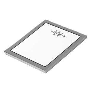Bloc-note Monogramme moderne gris et noir