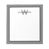 Bloc-note Monogramme moderne gris et noir (Devant)