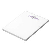 Bloc-note Monogramme moderne Initiale, Gris Violet Personnal (Tourné)