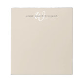 Bloc-note Monogramme Moderne Marron Chocolat Blanc Script (Devant)