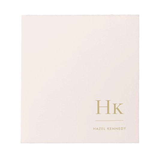 Bloc-note Monogramme Moderne Minimal Blush Or Rose Simple (Devant)
