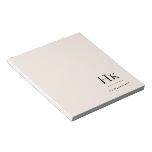 Bloc-note Monogramme Moderne Minimal Blush Pink Monogramme (Incliné)