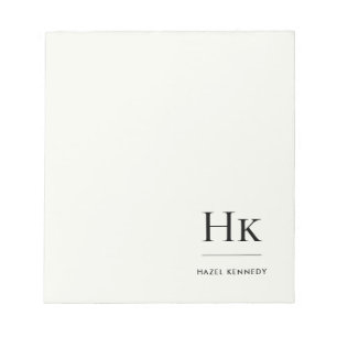 Bloc-note Monogramme Moderne Minimaliste Blanc Ivoire Monogr