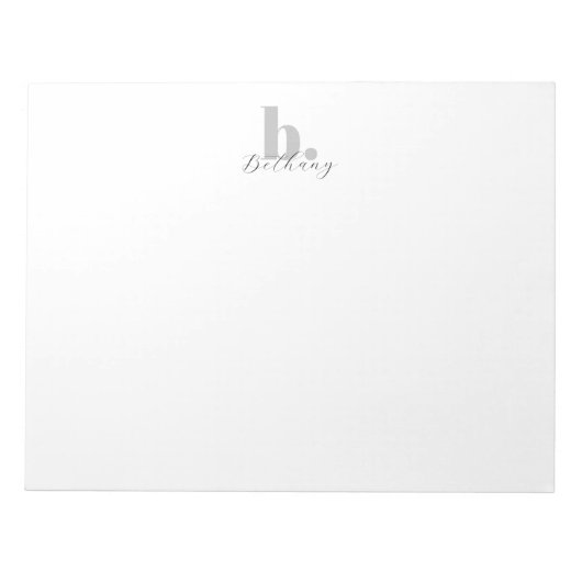 Bloc-note Monogramme moderne minimaliste Nom du script (Devant)