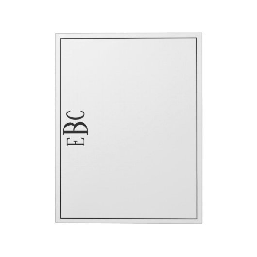 Bloc-note Monogramme moderne noir et blanc classique (Tourné)